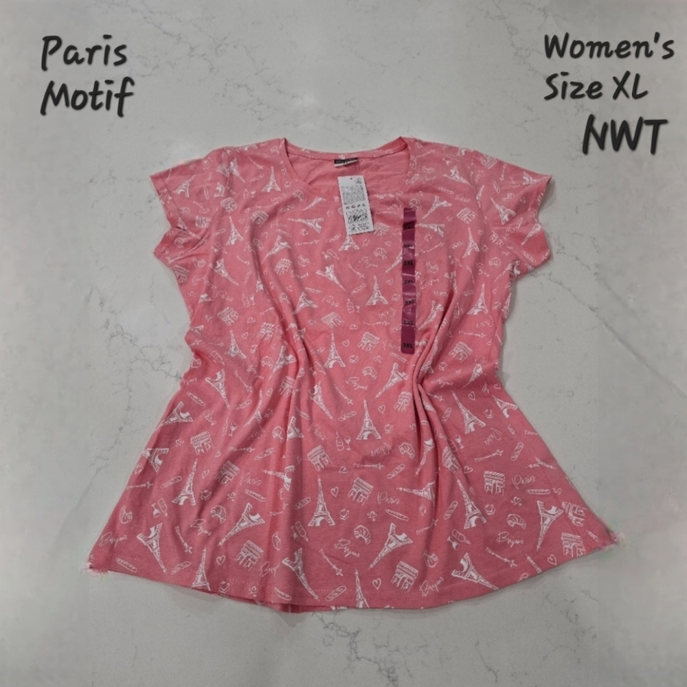 Paris Motif Womens T-Shirt Size XL